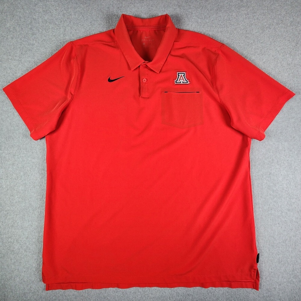 Arizona Wildcats On Field Polo Shirt Mens XL Red Nike Dri-Fit Pocket Stretch